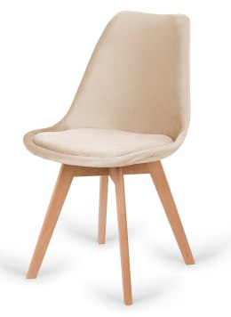 Krzesło skandynawskie MONZA GRANDE Zestaw 4 sztuki BEIGE VELVET Lugano