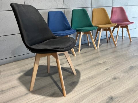 Krzesło skandynawskie MONZA GRANDE Zestaw 4 sztuki BLACK VELVET Lugano Krzesło skandynawskie MONZA GRANDE Zestaw 4 sztuki BLACK VELVET Lugano