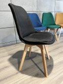 Krzesło skandynawskie MONZA GRANDE Zestaw 4 sztuki BLACK VELVET Lugano