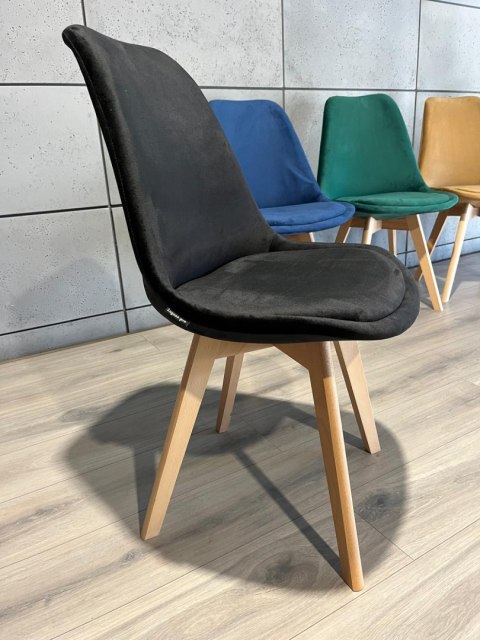 Krzesło skandynawskie MONZA GRANDE Zestaw 4 sztuki BLACK VELVET Lugano Krzesło skandynawskie MONZA GRANDE Zestaw 4 sztuki BLACK VELVET Lugano