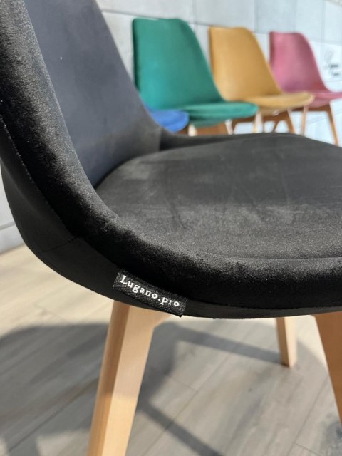 Krzesło skandynawskie MONZA GRANDE Zestaw 4 sztuki BLACK VELVET Lugano Krzesło skandynawskie MONZA GRANDE Zestaw 4 sztuki BLACK VELVET Lugano