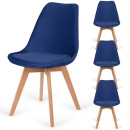 Krzesło skandynawskie MONZA GRANDE Zestaw 4 sztuki BLUE VELVET Lugano