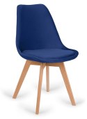 Krzesło skandynawskie MONZA GRANDE Zestaw 4 sztuki BLUE VELVET Lugano