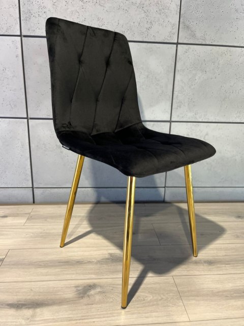 Krzesło tapicerowane BORGO VELVET BLACK GOLD Lugano Krzesło tapicerowane BORGO VELVET BLACK GOLD Lugano