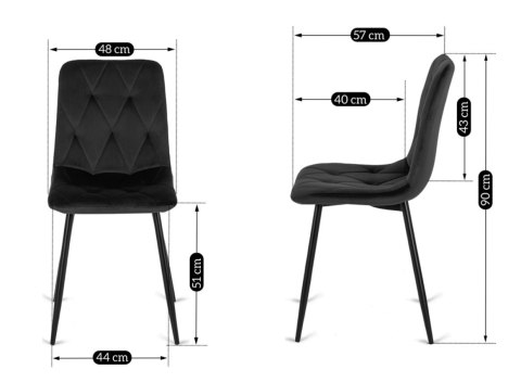 Krzesło tapicerowane BORGO VELVET BLACK Lugano Krzesło tapicerowane BORGO VELVET BLACK Lugano