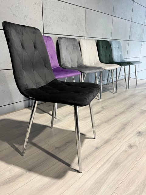 Krzesło tapicerowane BORGO VELVET BLACK SILVER Lugano Krzesło tapicerowane BORGO VELVET BLACK SILVER Lugano