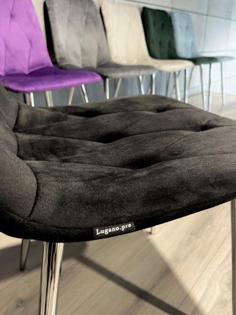 Krzesło tapicerowane BORGO VELVET BLACK SILVER Lugano Krzesło tapicerowane BORGO VELVET BLACK SILVER Lugano