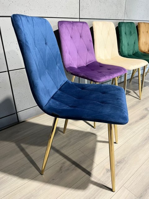 Krzesło tapicerowane BORGO VELVET BLUE GOLD Lugano Krzesło tapicerowane BORGO VELVET BLUE GOLD Lugano