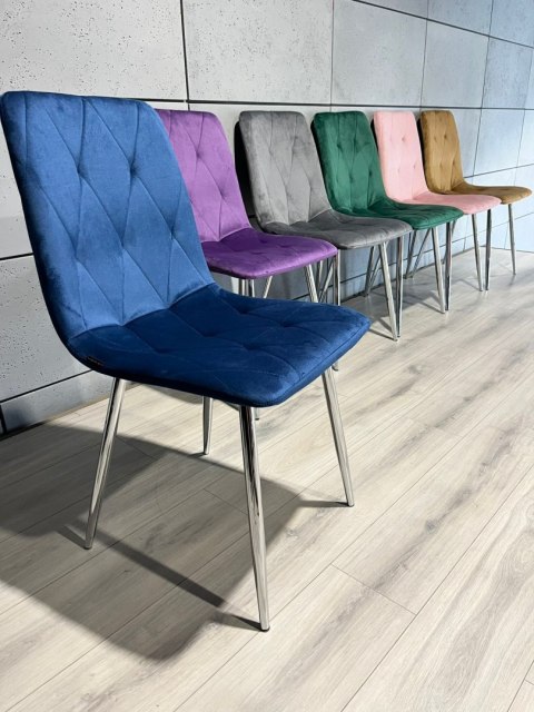 Krzesło tapicerowane BORGO VELVET BLUE SILVER Lugano Krzesło tapicerowane BORGO VELVET BLUE SILVER Lugano