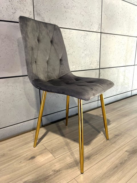Krzesło tapicerowane BORGO VELVET DARK GREY GOLD Lugano Krzesło tapicerowane BORGO VELVET DARK GREY GOLD Lugano