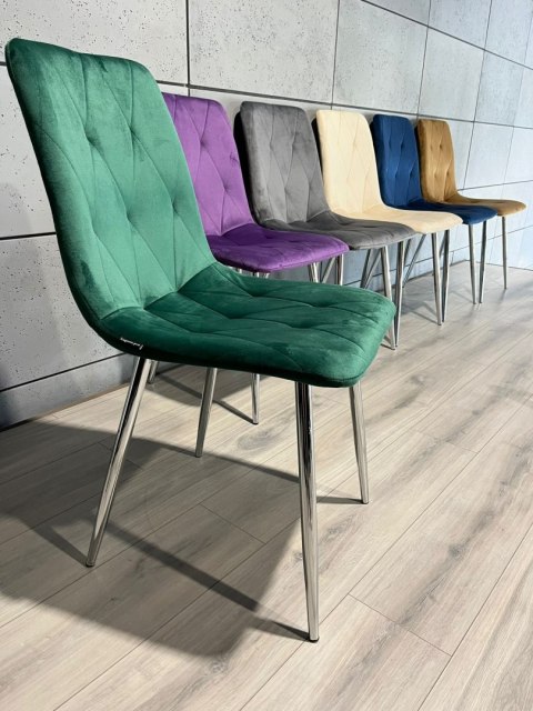 Krzesło tapicerowane BORGO VELVET GREEN SILVER Lugano Krzesło tapicerowane BORGO VELVET GREEN SILVER Lugano