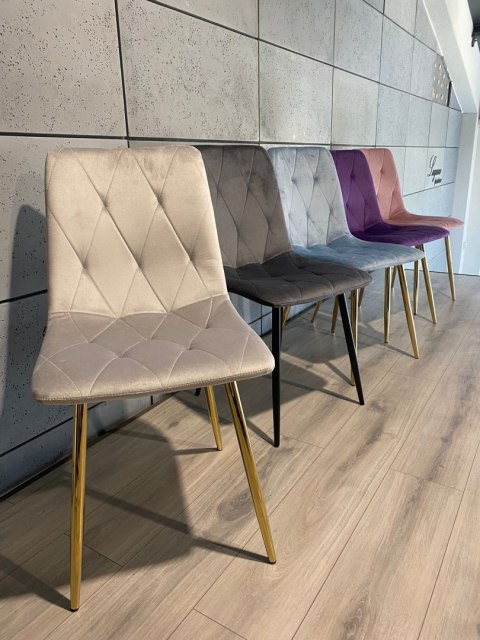 Krzesło tapicerowane BORGO VELVET LIGHT GREY GOLD Lugano Krzesło tapicerowane BORGO VELVET LIGHT GREY GOLD Lugano