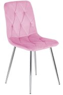 Krzesło tapicerowane BORGO VELVET PINK SILVER Lugano