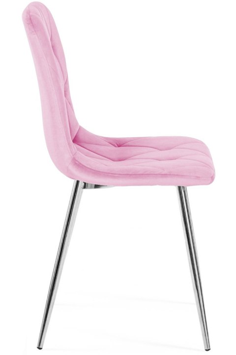 Krzesło tapicerowane BORGO VELVET PINK SILVER Lugano Krzesło tapicerowane BORGO VELVET PINK SILVER Lugano