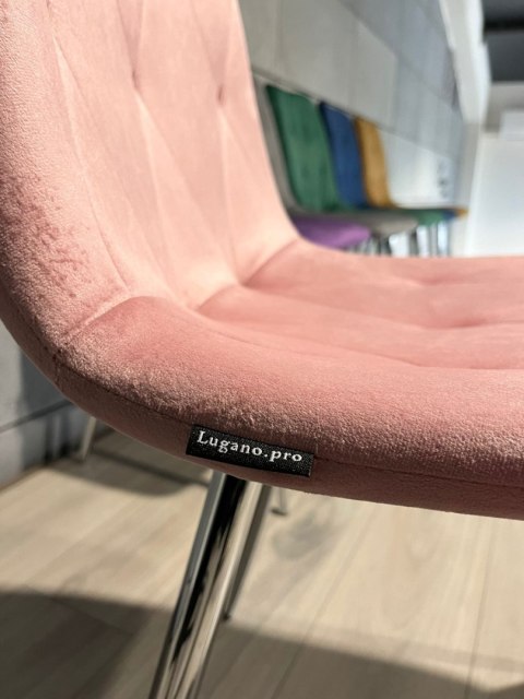 Krzesło tapicerowane BORGO VELVET PINK SILVER Lugano Krzesło tapicerowane BORGO VELVET PINK SILVER Lugano
