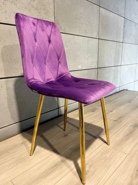 Krzesło tapicerowane BORGO VELVET PURPLE GOLD Lugano Krzesło tapicerowane BORGO VELVET PURPLE GOLD Lugano