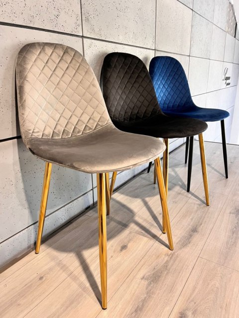 Krzesło tapicerowane CARO VELVET GREY GOLD Lugano Krzesło tapicerowane CARO VELVET GREY GOLD Lugano