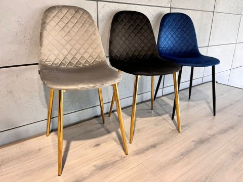 Krzesło tapicerowane CARO VELVET GREY GOLD Lugano Krzesło tapicerowane CARO VELVET GREY GOLD Lugano