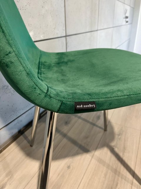 Krzesło tapicerowane GIULIA VELVET GREEN SILVER Lugano Krzesło tapicerowane GIULIA VELVET GREEN SILVER Lugano