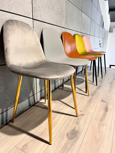 Krzesło tapicerowane GIULIA VELVET GREY GOLD Lugano Krzesło tapicerowane GIULIA VELVET GREY GOLD Lugano