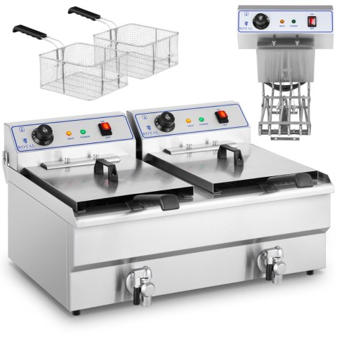 Frytownica podwójna dwukomorowa z kranami 400V - 2x10L Royal Catering