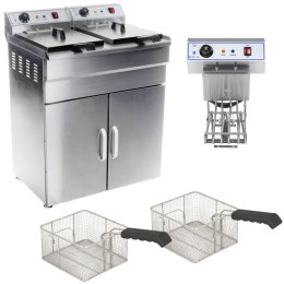 Frytownica podwójna dwukomorowa z szafką 400V - 2x10L Royal Catering