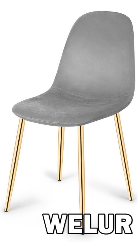 Krzesło tapicerowane GIULIA VELVET GREY GOLD Lugano Krzesło tapicerowane GIULIA VELVET GREY GOLD Lugano