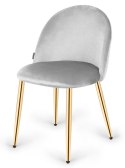 Krzesło tapicerowane GLORIA LIGHT GREY VELVET GOLD Lugano
