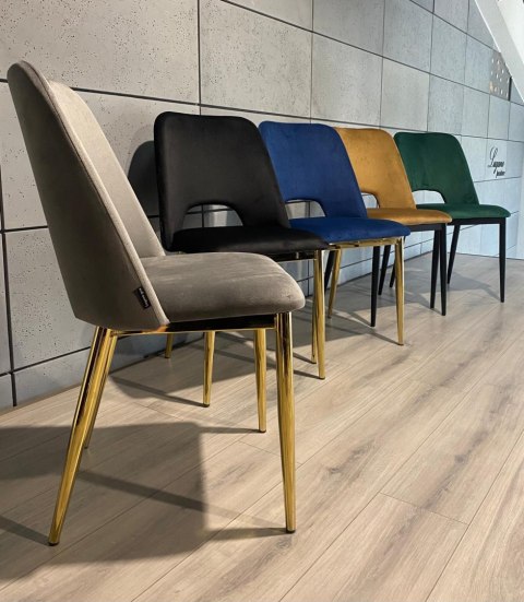 Krzesło tapicerowane GOTI GREY VELVET GOLD Lugano Krzesło tapicerowane GOTI GREY VELVET GOLD Lugano