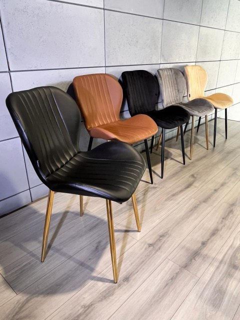 Krzesło tapicerowane MONTI BLACK PU GOLD Lugano Krzesło tapicerowane MONTI BLACK PU GOLD Lugano