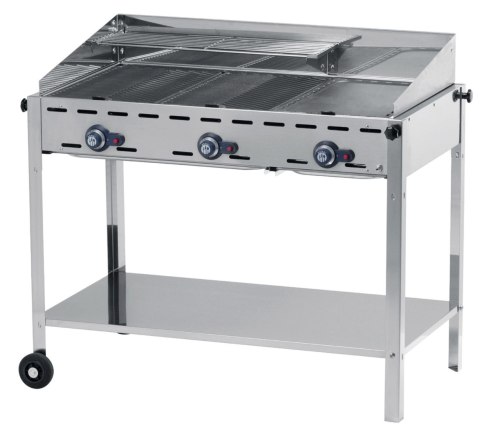 Grill gazowy "Green Fire" 3 palniki 17,4kW z osłoną i półką - Hendi 149591 Hendi